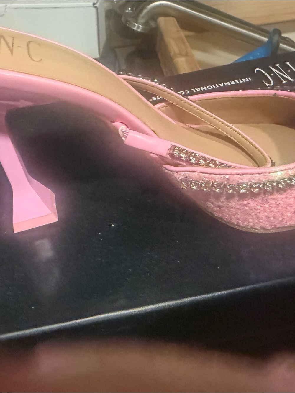 INC International Concepts Pink Rhinestone Slingback Heels 
New never worn